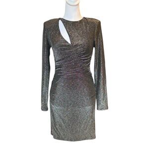 ASTR The Label Akira Dress Shimmer Metallic Long Sleeve Mini Women’s Small